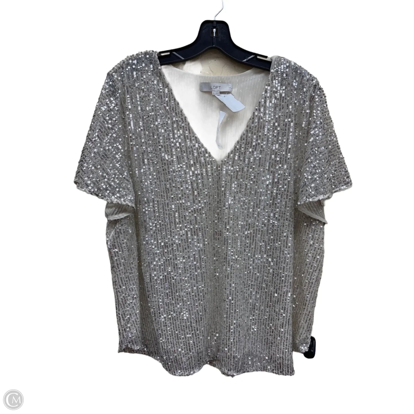 Top Short Sleeve By Loft In Silver, Size: Xl