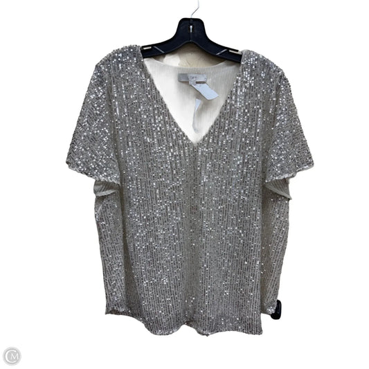 Top Short Sleeve By Loft In Silver, Size: Xl