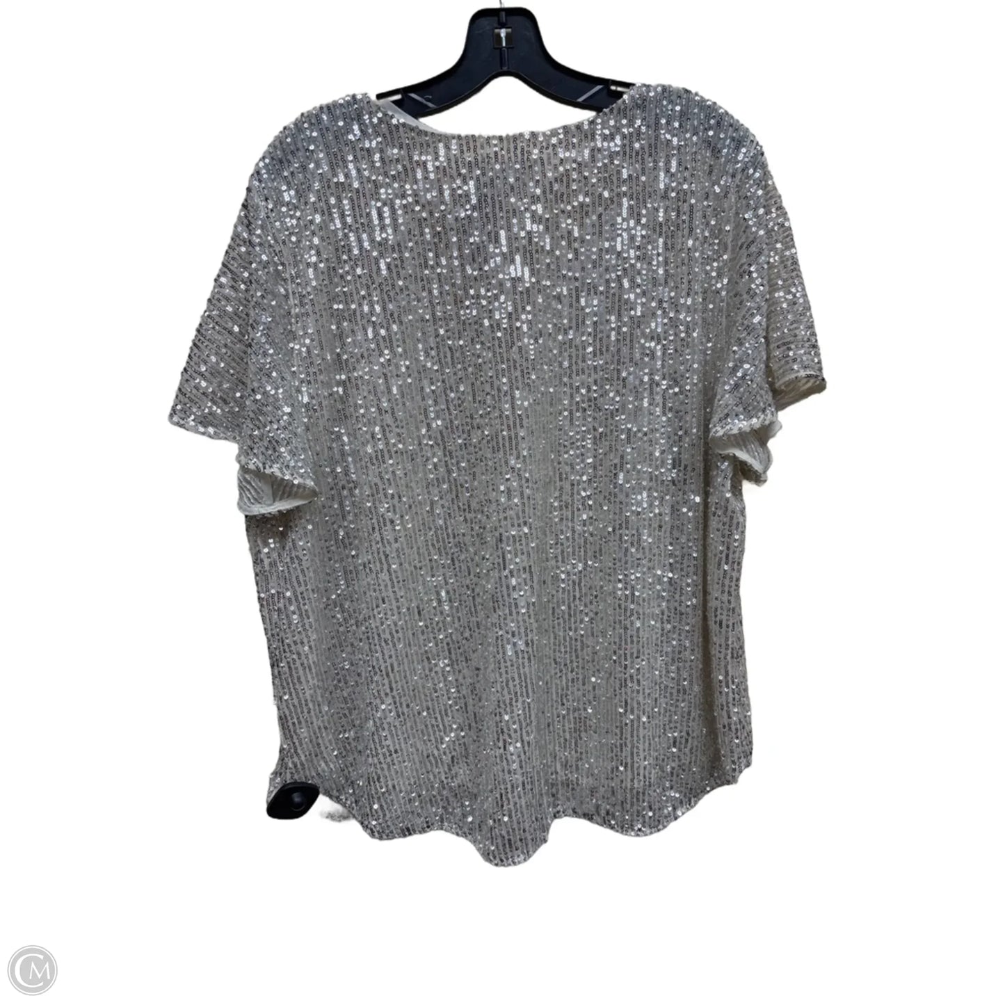 Top Short Sleeve By Loft In Silver, Size: Xl