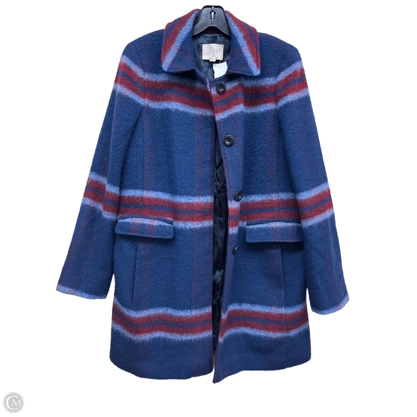 Coat Peacoat By Loft In Blue & Red, Size: S