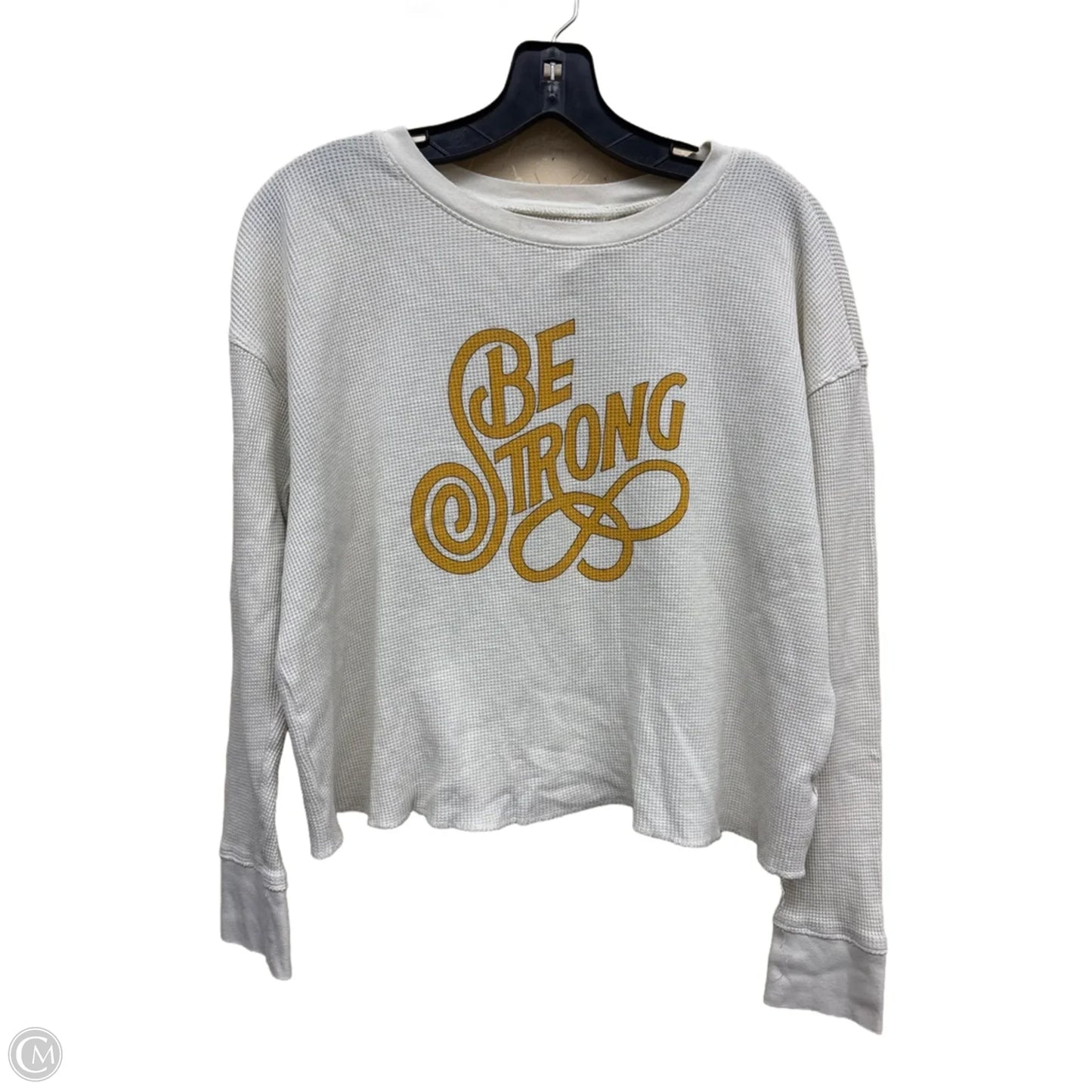 Top Long Sleeve By Anthropologie In White & Yellow, Size: S