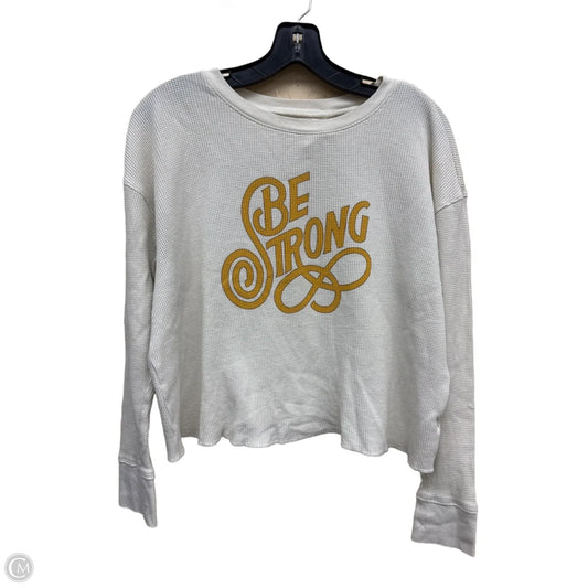 Top Long Sleeve By Anthropologie In White & Yellow, Size: S