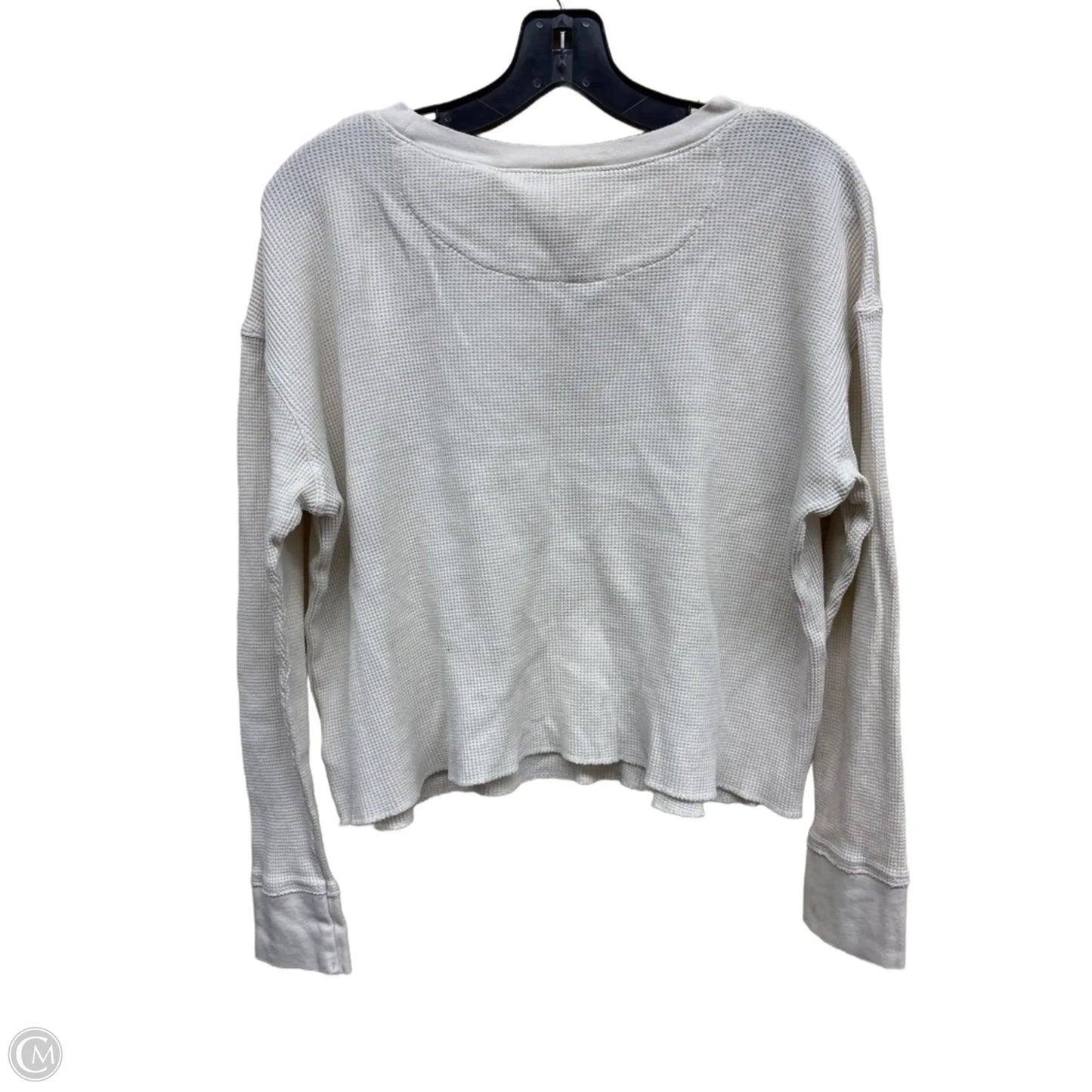 Top Long Sleeve By Anthropologie In White & Yellow, Size: S