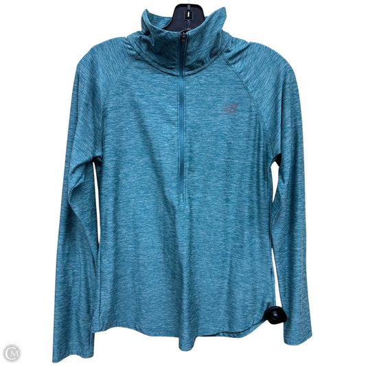 Athletic Top Long Sleeve Collar By New Balance In Blue, Size: S