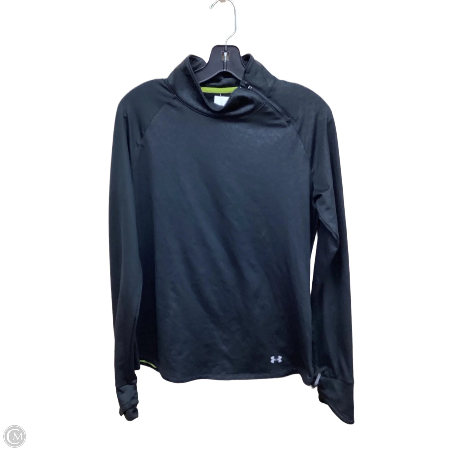 Athletic Top Long Sleeve Collar By Under Armour In Black, Size: L