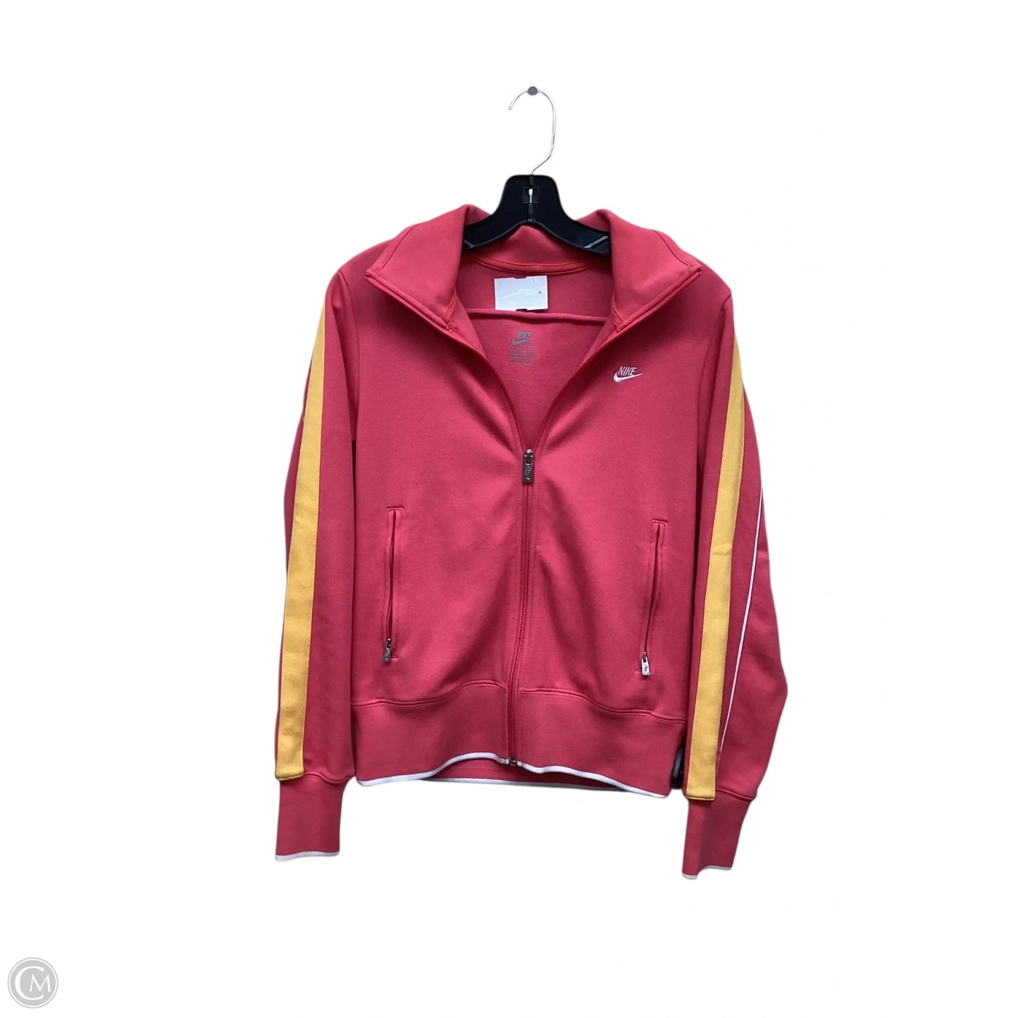 Athletic Jacket By Nike Apparel In Pink & Yellow, Size: M
