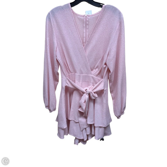 Romper By Clothes Mentor In Pink & White, Size: L