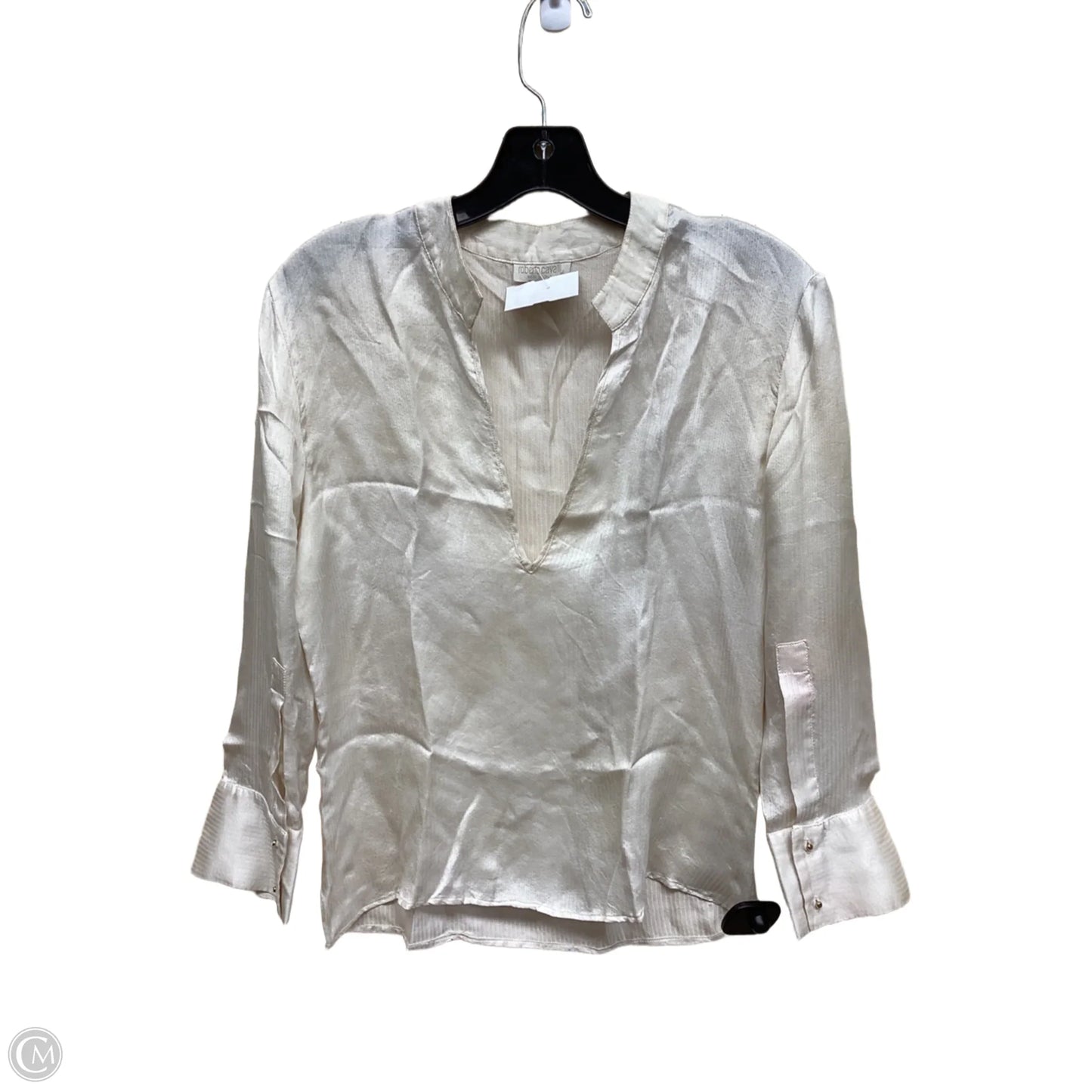 Top Long Sleeve Designer By Roberto Cavalli In Beige, Size: S