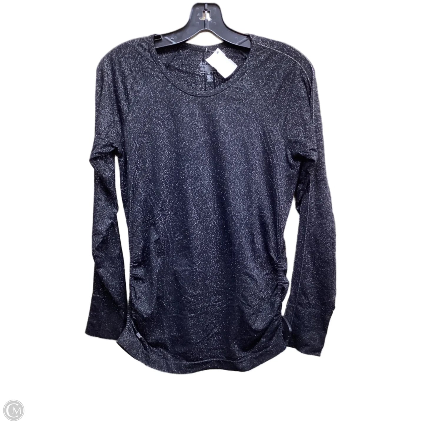 Athletic Top Long Sleeve Crewneck By Athleta In Black & Silver, Size: M