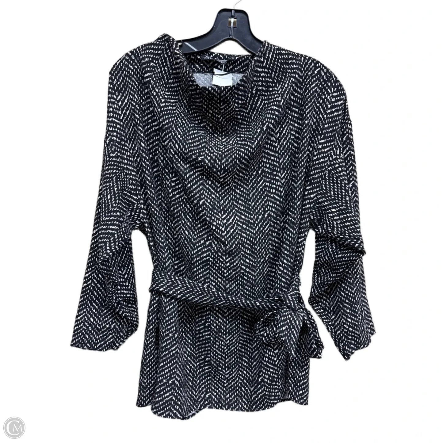 Top Long Sleeve By Zara In Black & White, Size: M