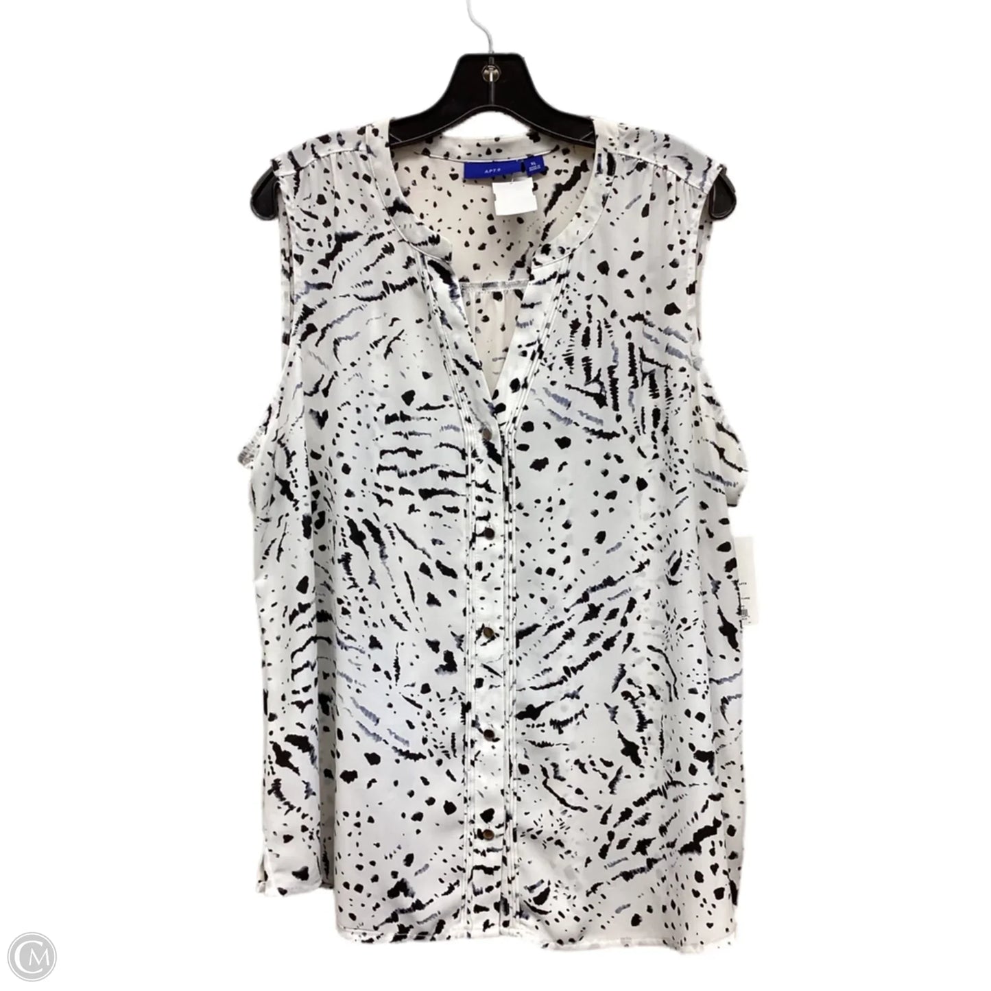 Top Sleeveless By Apt 9 In Black & White, Size: Xl