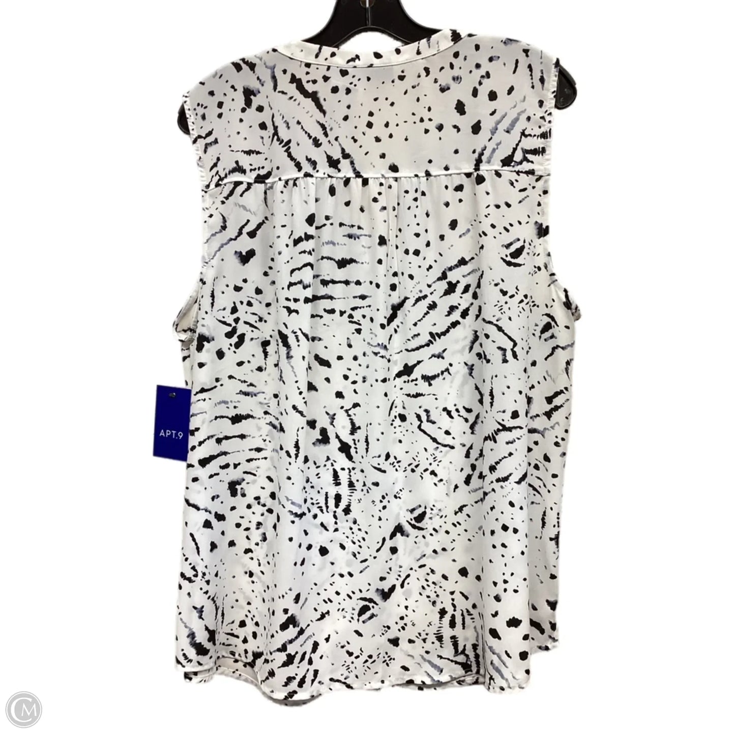 Top Sleeveless By Apt 9 In Black & White, Size: Xl