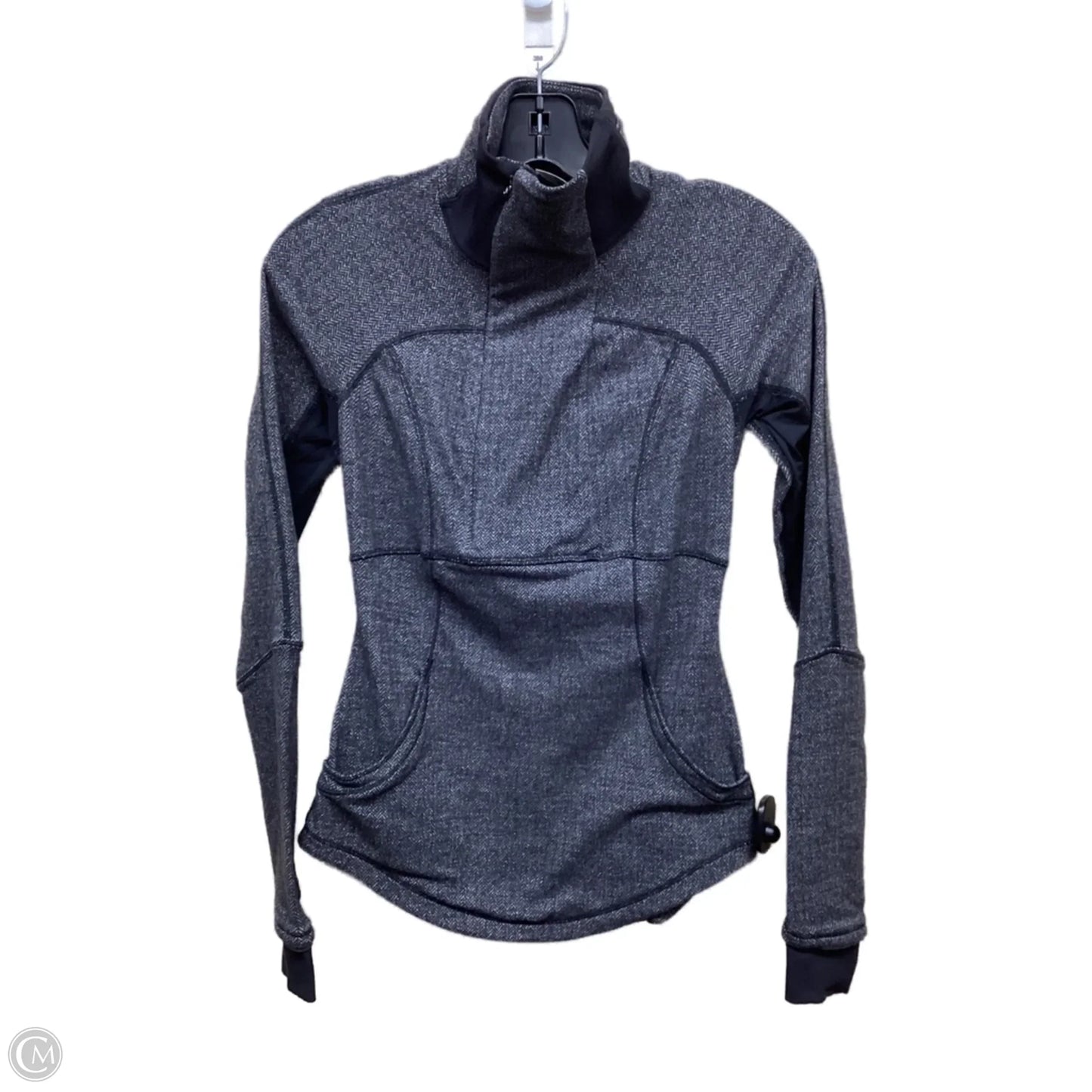 Athletic Jacket By Lululemon In Black & Grey, Size: 2