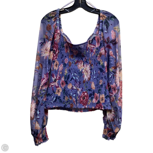 Top Long Sleeve By Anthropologie In Floral Print, Size: L
