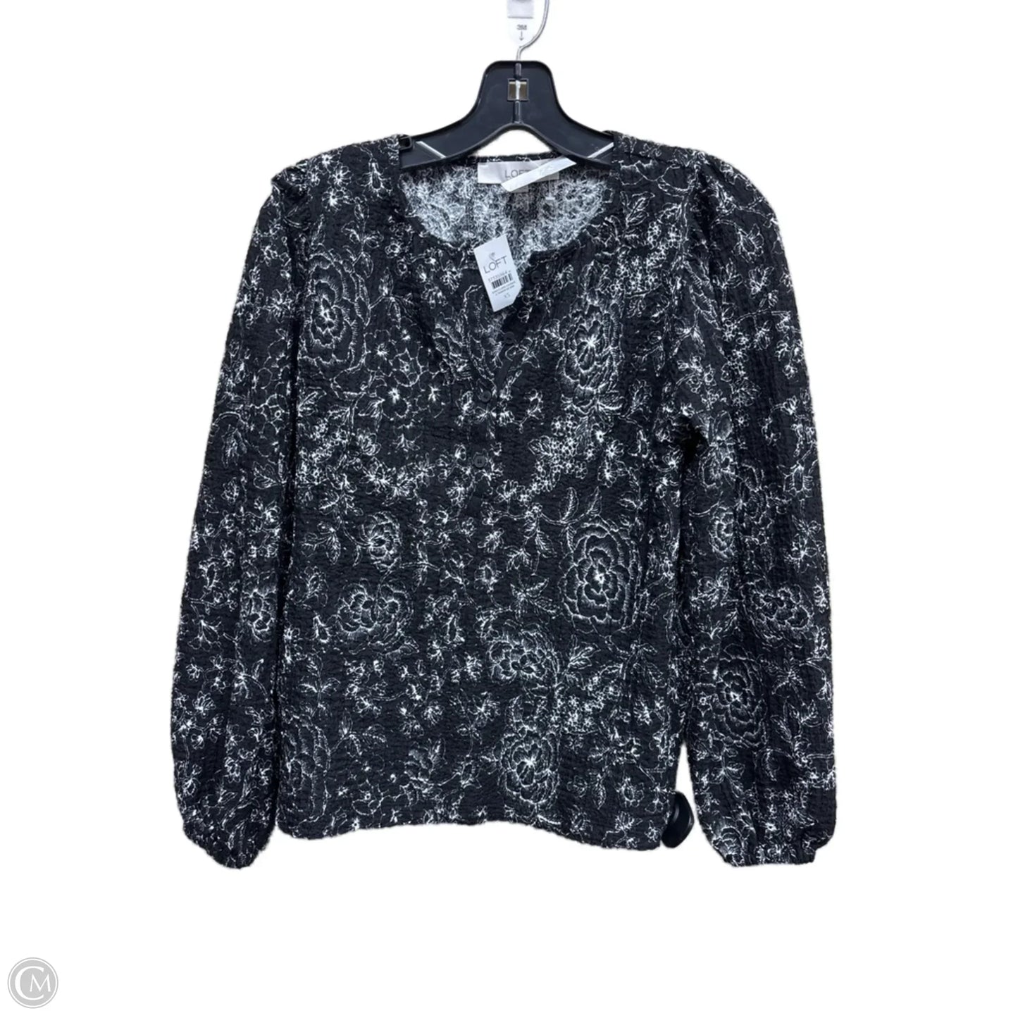 Top Long Sleeve By Loft In Black & White, Size: Xs