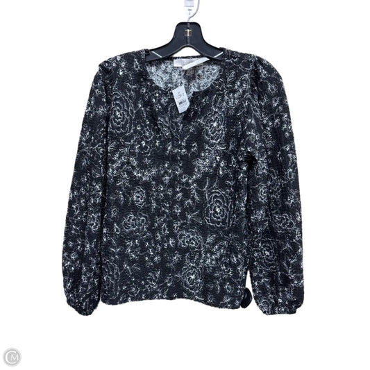 Top Long Sleeve By Loft In Black & White, Size: Xs