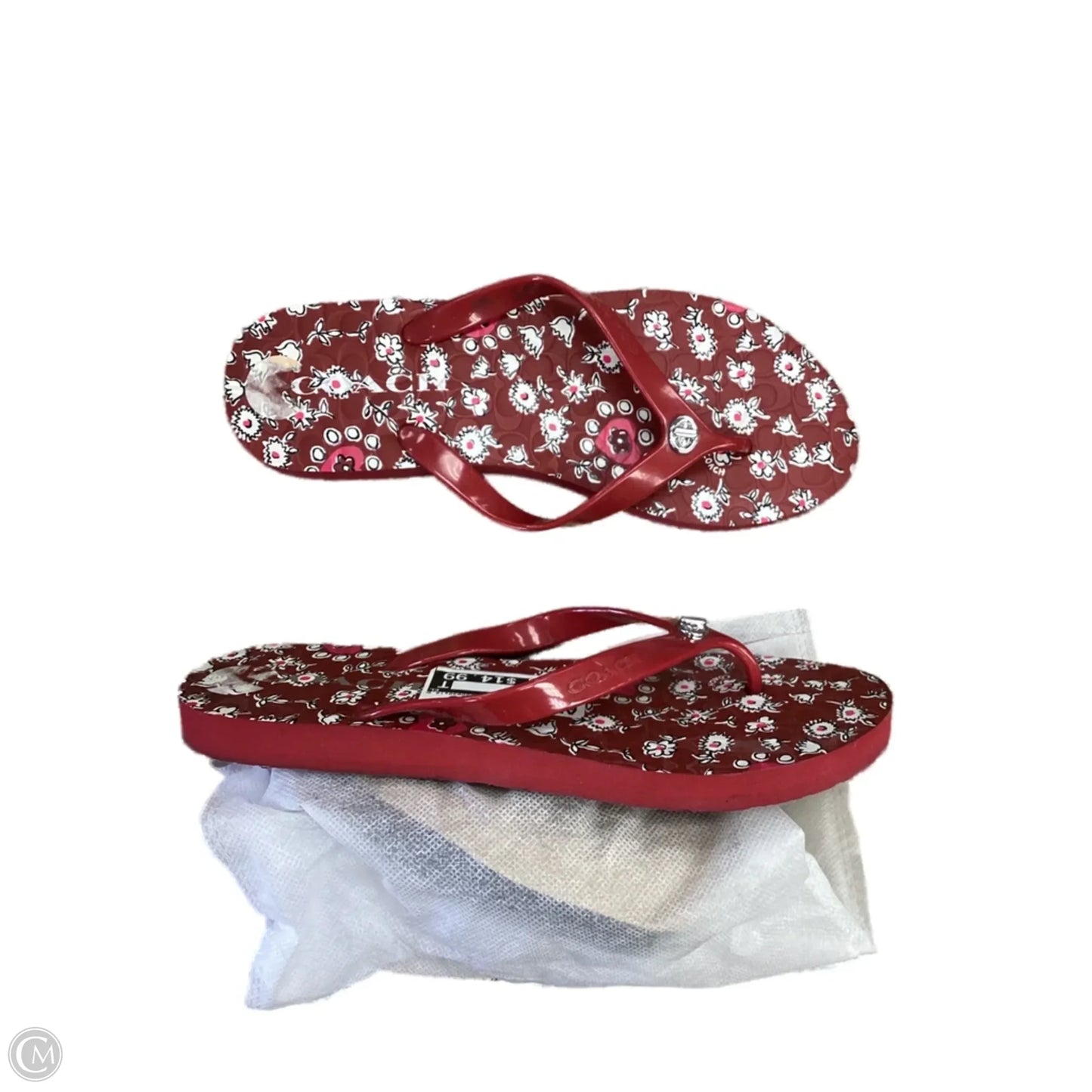 Sandals Designer By Coach In Red & White, Size: 7