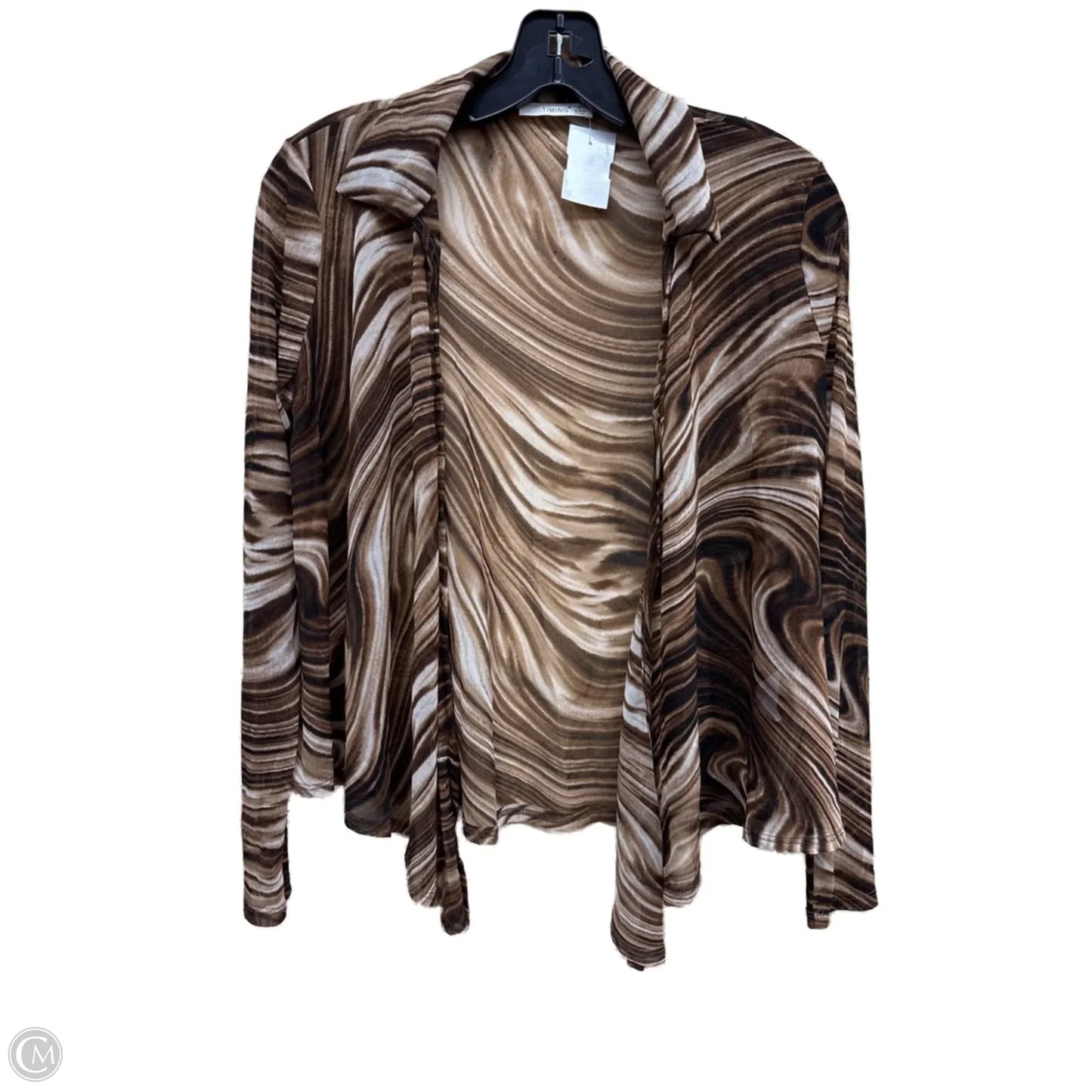 Top Long Sleeve By Timing In Brown, Size: S