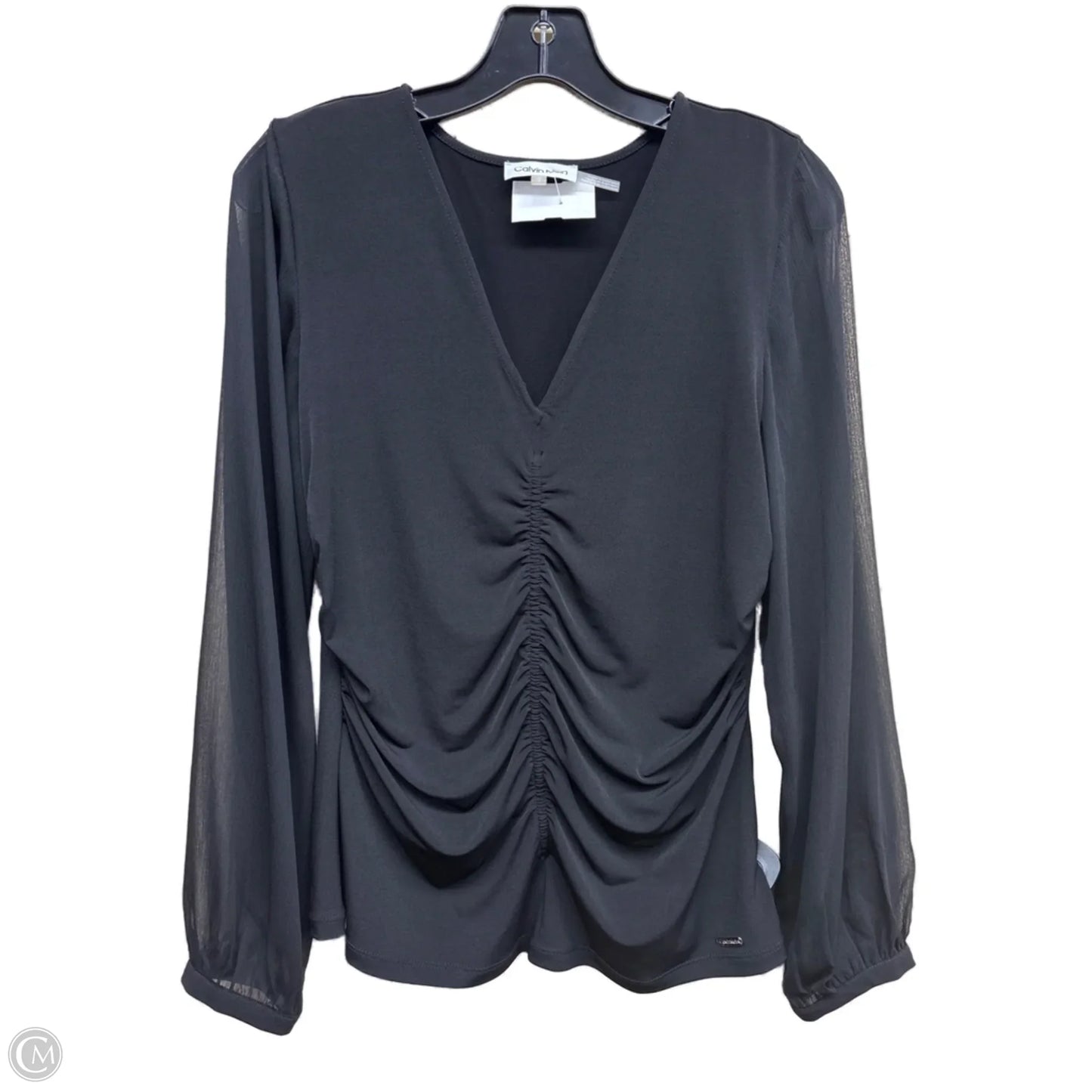 Top Long Sleeve By Calvin Klein In Black, Size: S