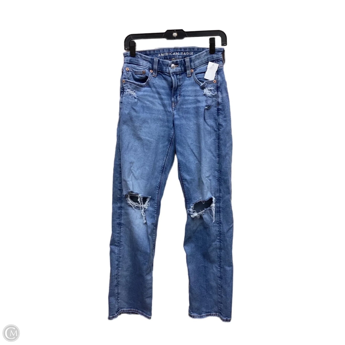 Jeans Straight By American Eagle In Blue Denim, Size: 4