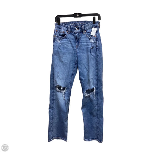 Jeans Straight By American Eagle In Blue Denim, Size: 4