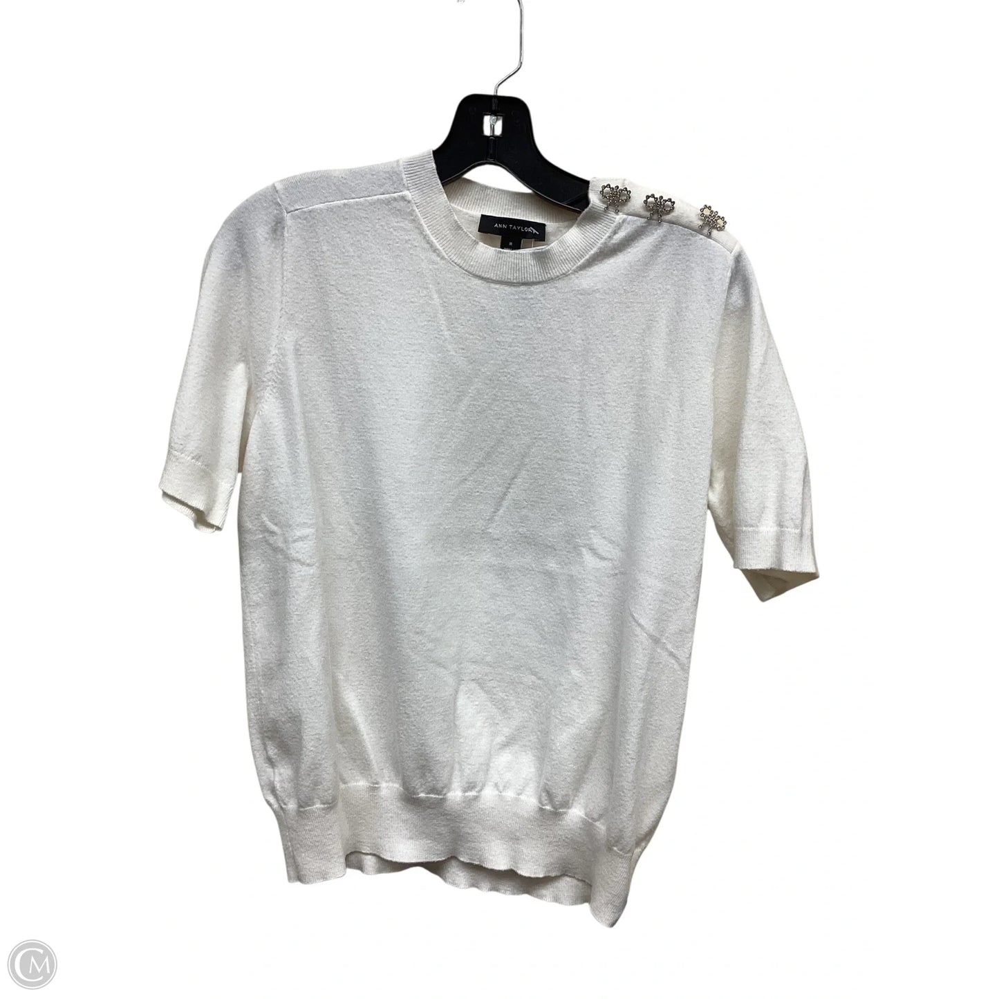Top Short Sleeve By Ann Taylor In White, Size: M