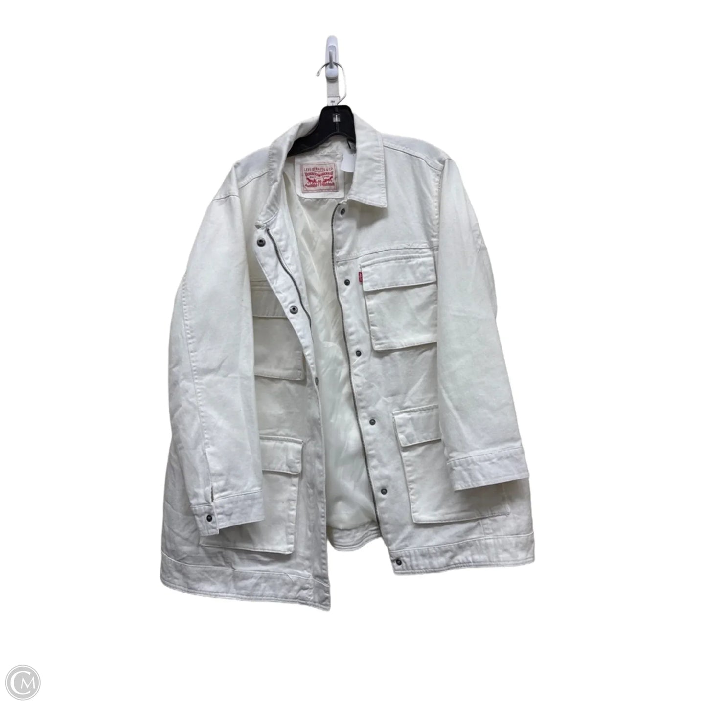 Jacket Denim By Levis In White Denim, Size: 1x