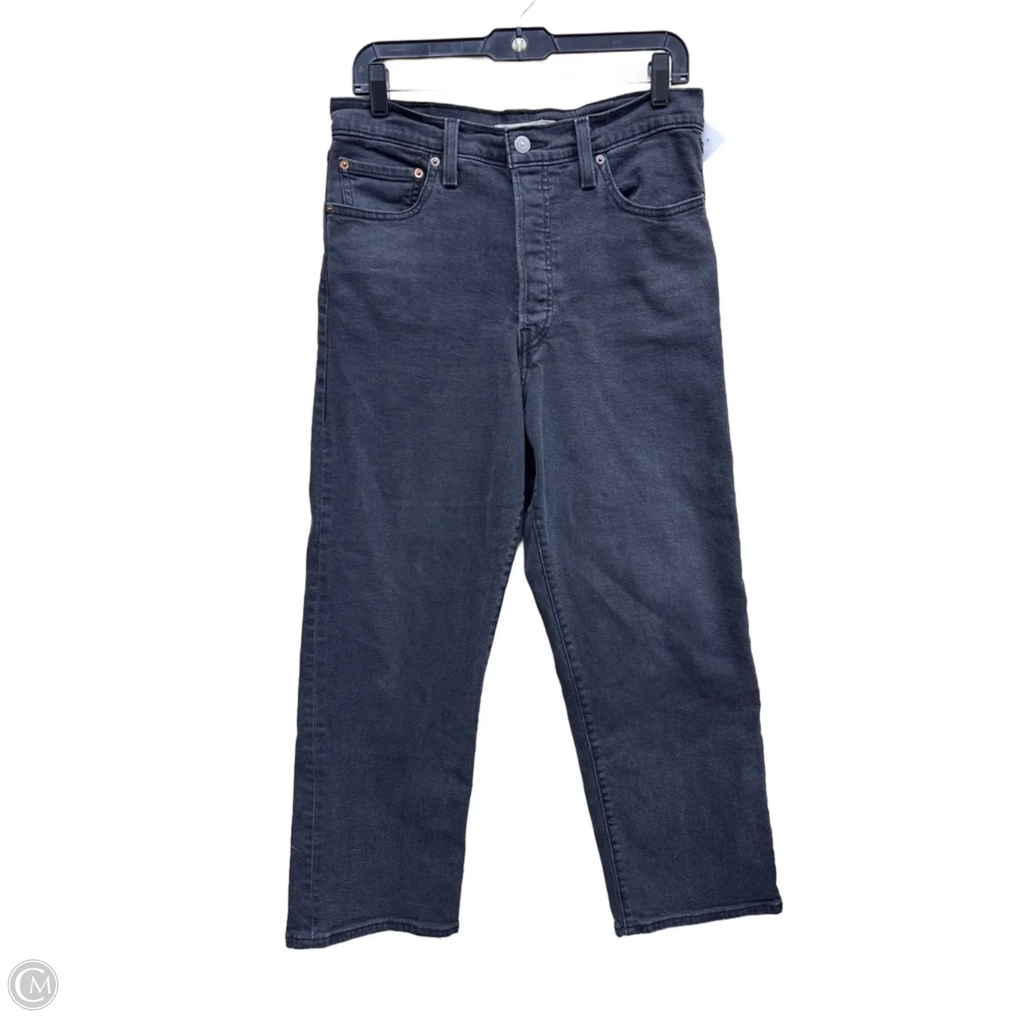 Jeans Straight By Levis In Black Denim, Size: 10