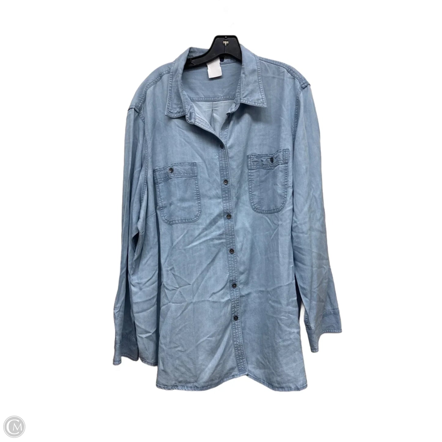 Top Long Sleeve By Chaps In Blue Denim, Size: 2x