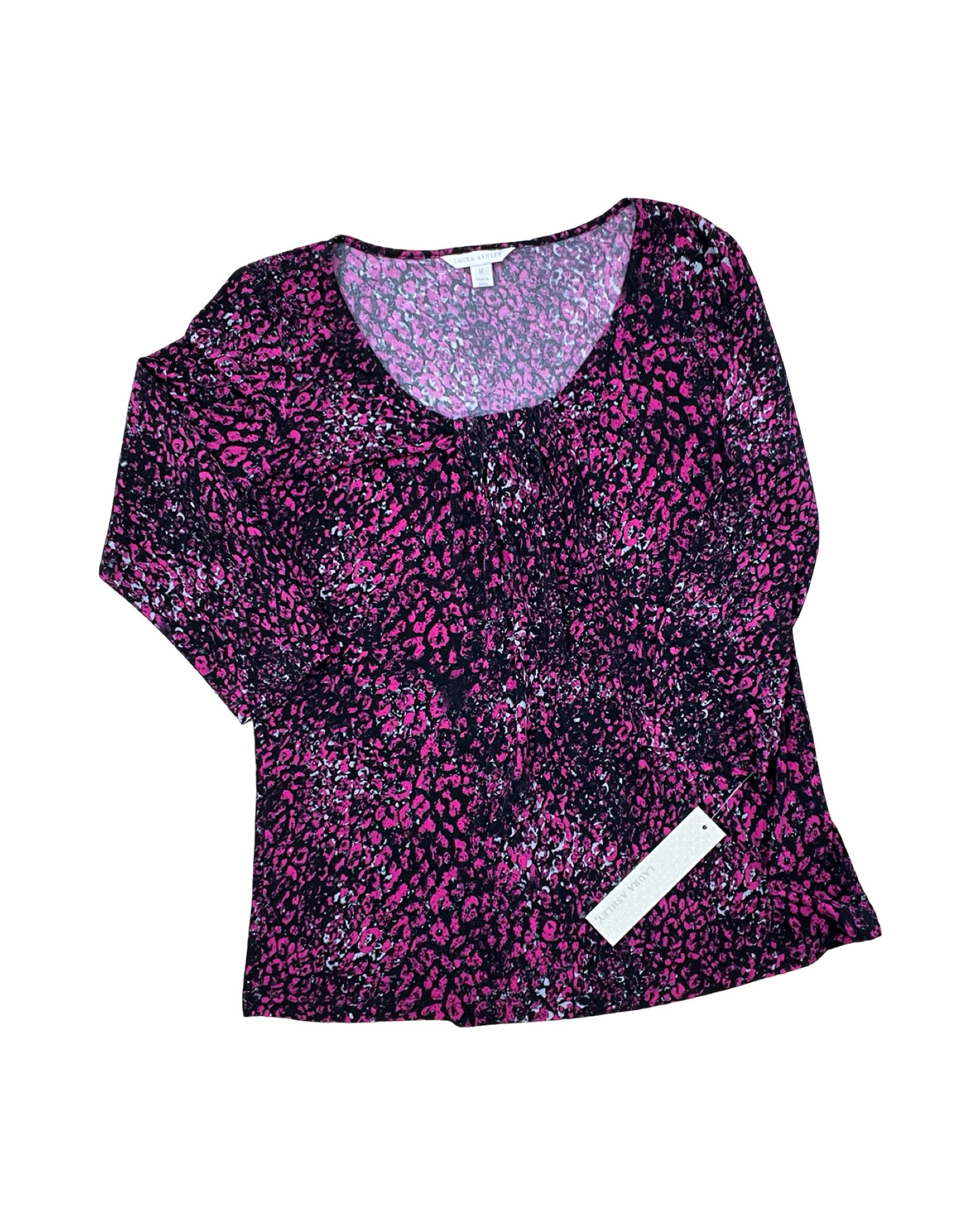Top 3/4 Sleeve By Laura Ashley In Pink, Size:M