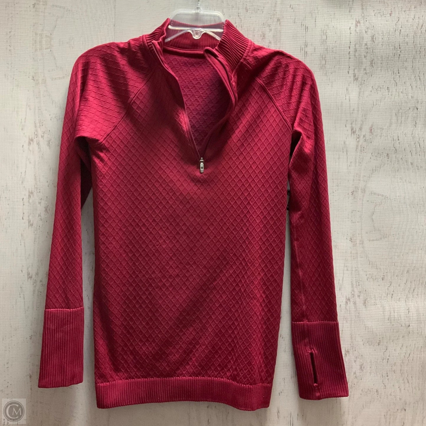 Athletic Top Long Sleeve Collar By Lululemon In Maroon, Size: M