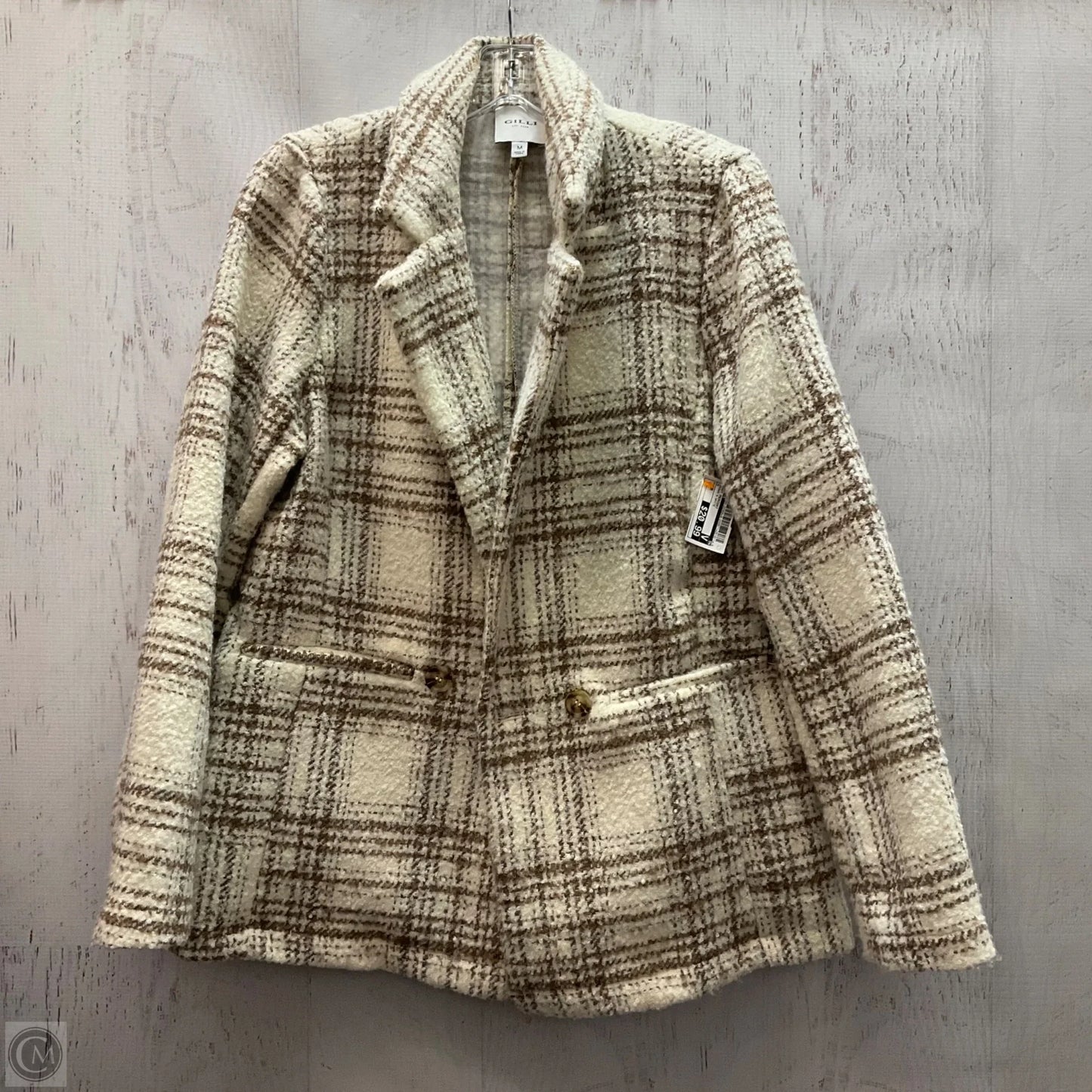 Coat Peacoat By Gilli In Brown & White, Size: M