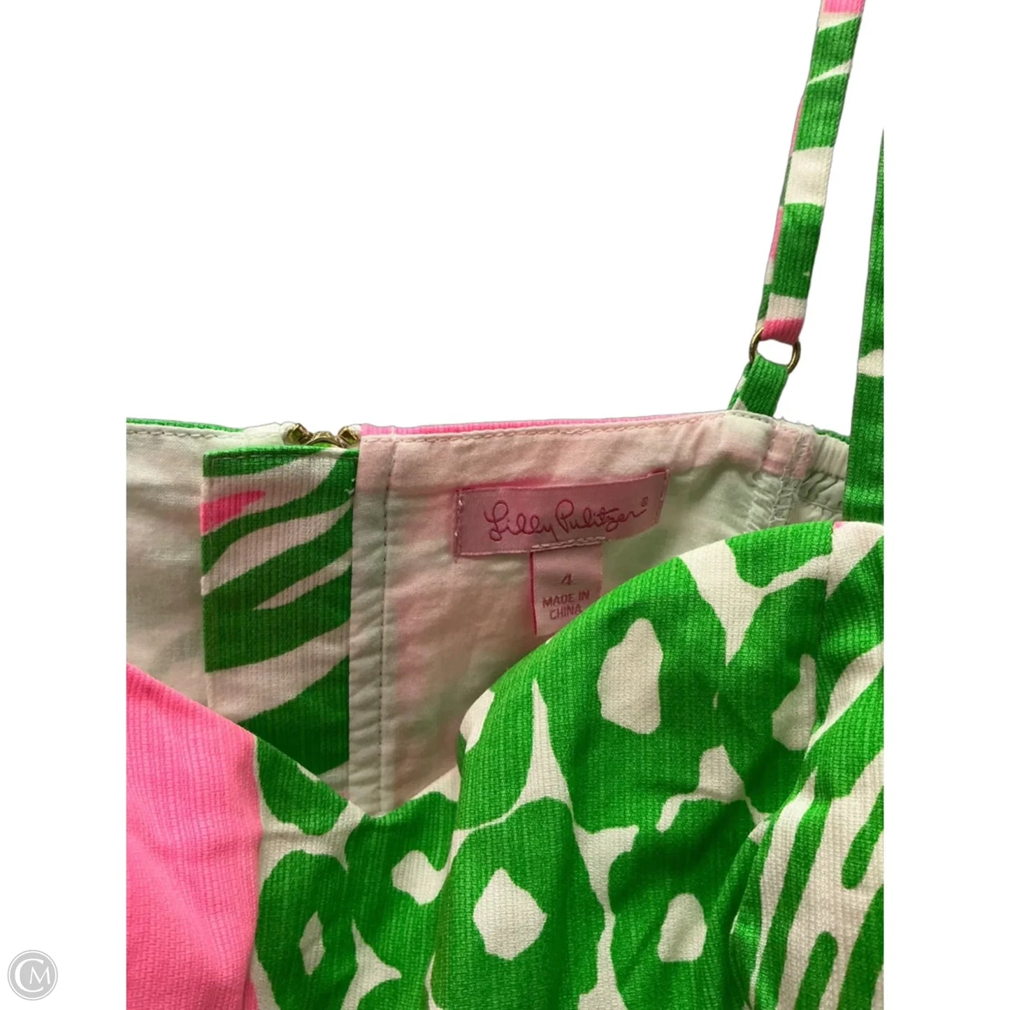 Top Sleeveless Designer By Lilly Pulitzer In Green & Pink, Size: 4