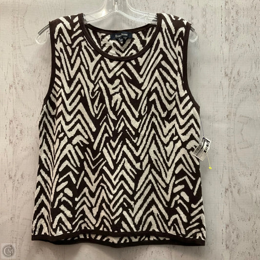 Top Sleeveless By Evan-picone In Brown & White, Size: L