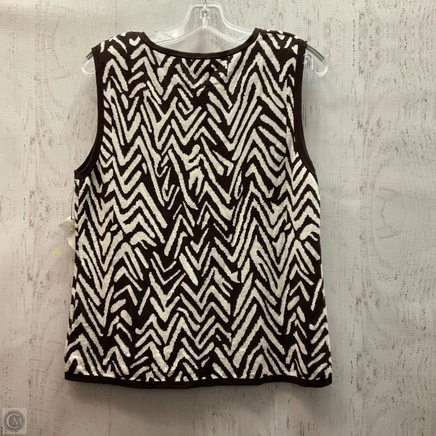 Top Sleeveless By Evan-picone In Brown & White, Size: L