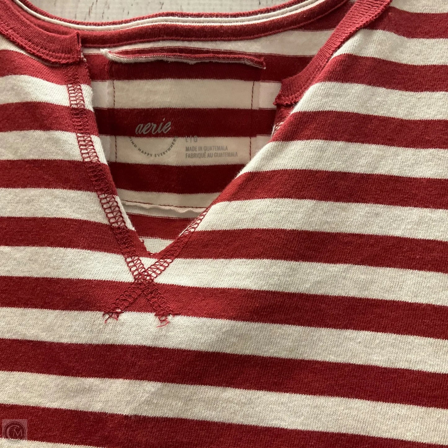 Top Short Sleeve By Aerie In Striped Pattern, Size: L