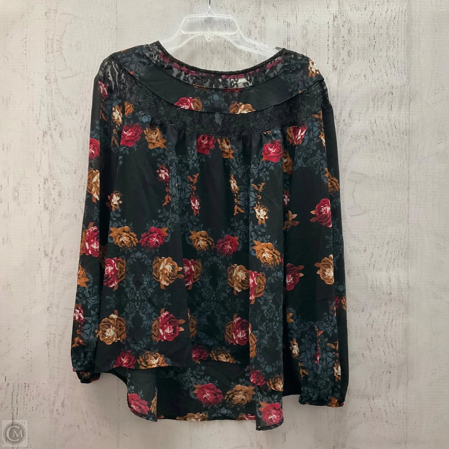 Top Long Sleeve By Knox Rose In Floral Print, Size: Xxl