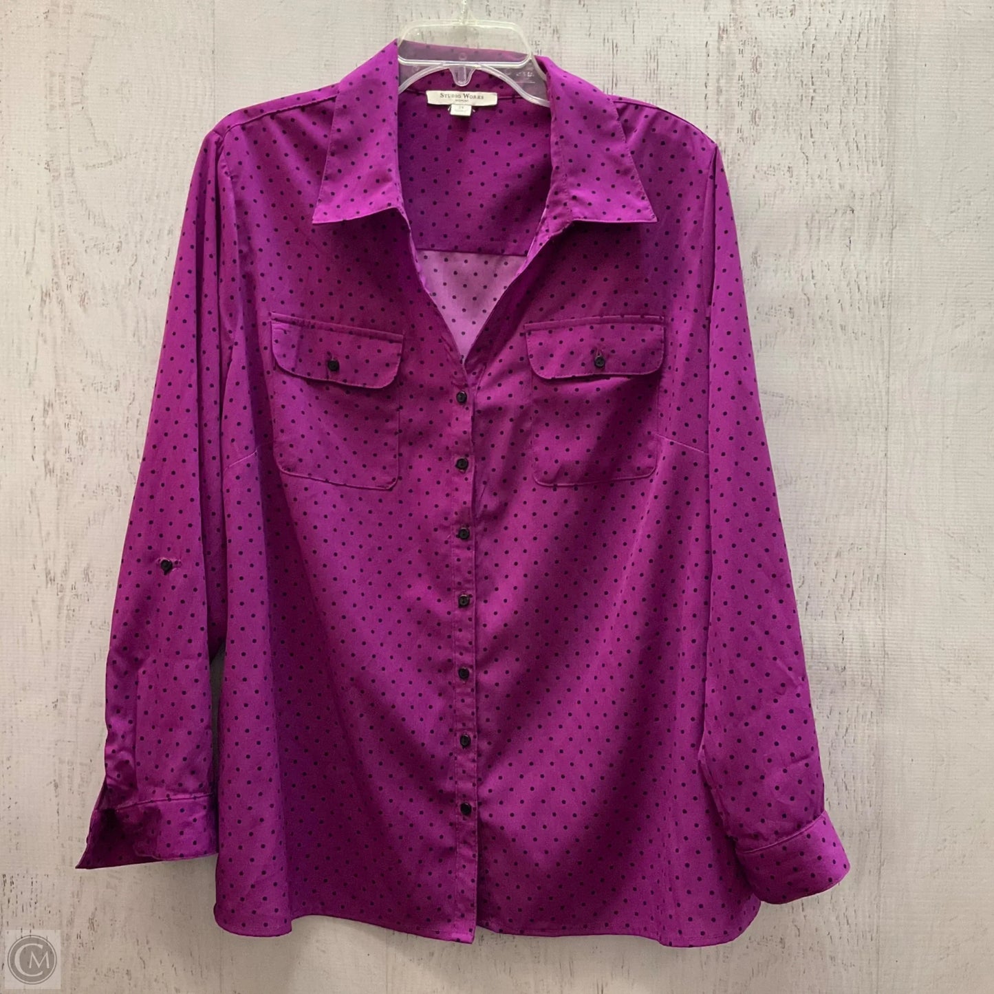 Top Long Sleeve By Studio Works In Purple, Size: 2x
