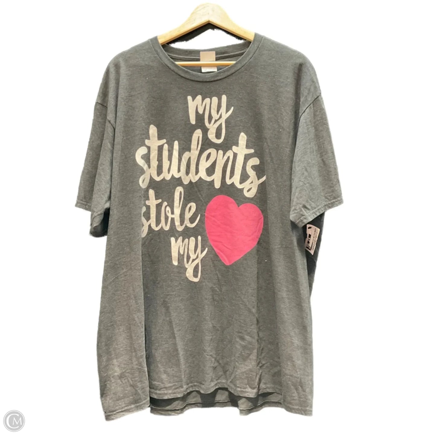 Top Short Sleeve Basic By Clothes Mentor In Grey, Size: 2x