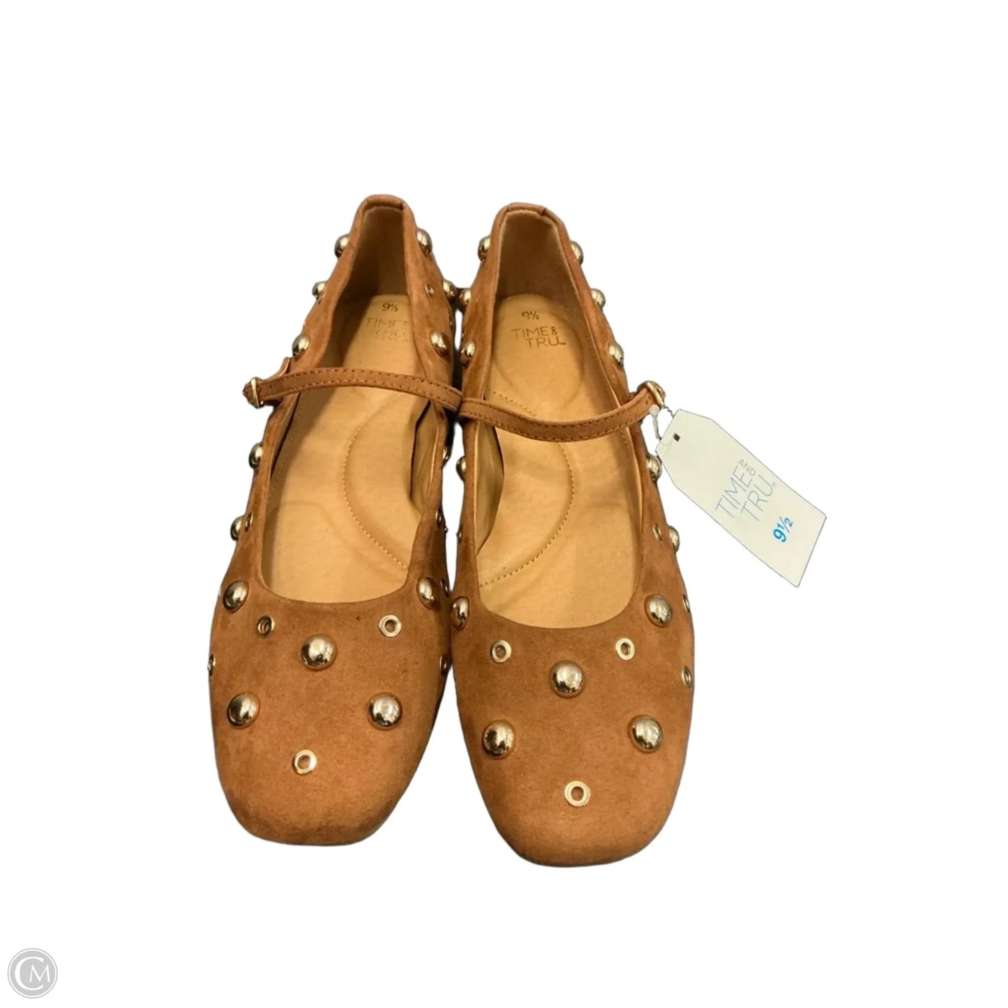 Shoes Flats By Time And Tru In Brown & Gold, Size: 9.5