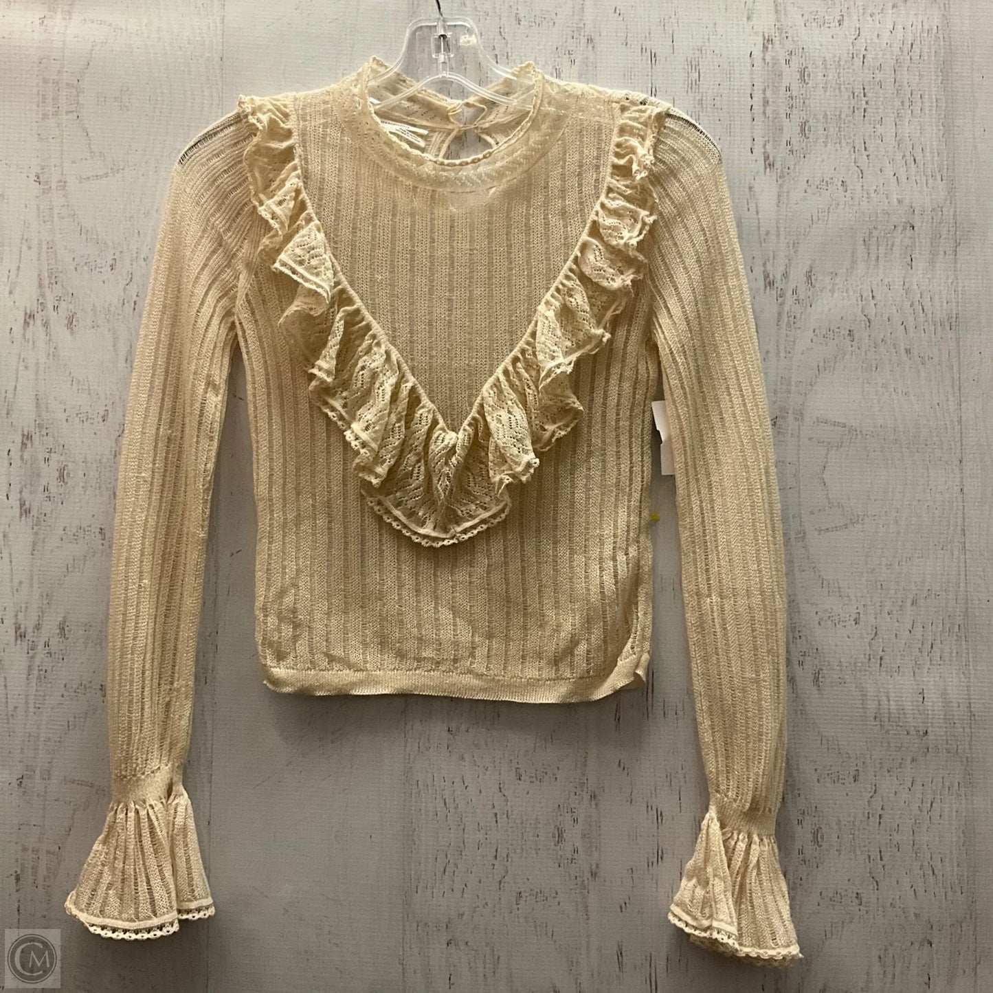 Top Long Sleeve By Anthropologie In Cream, Size: Xs