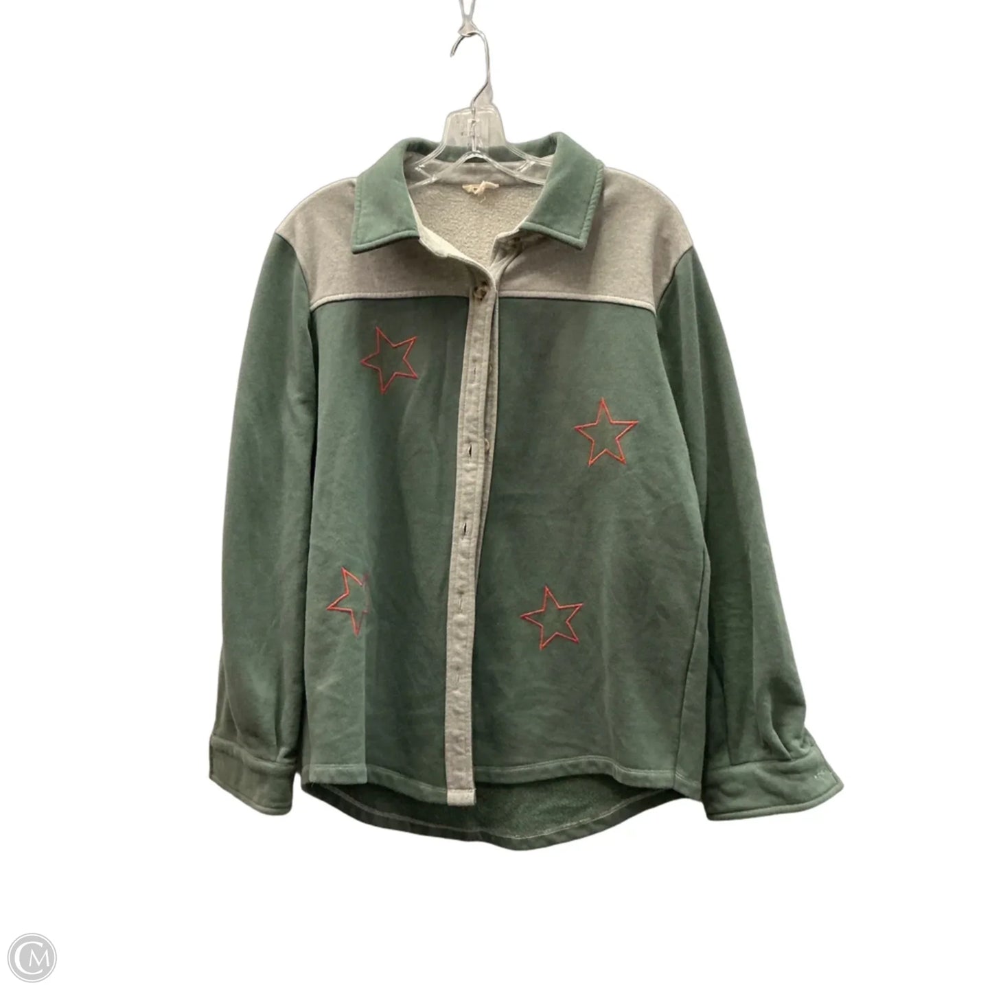 Jacket Shirt By Hem & Thread In Green, Size: M