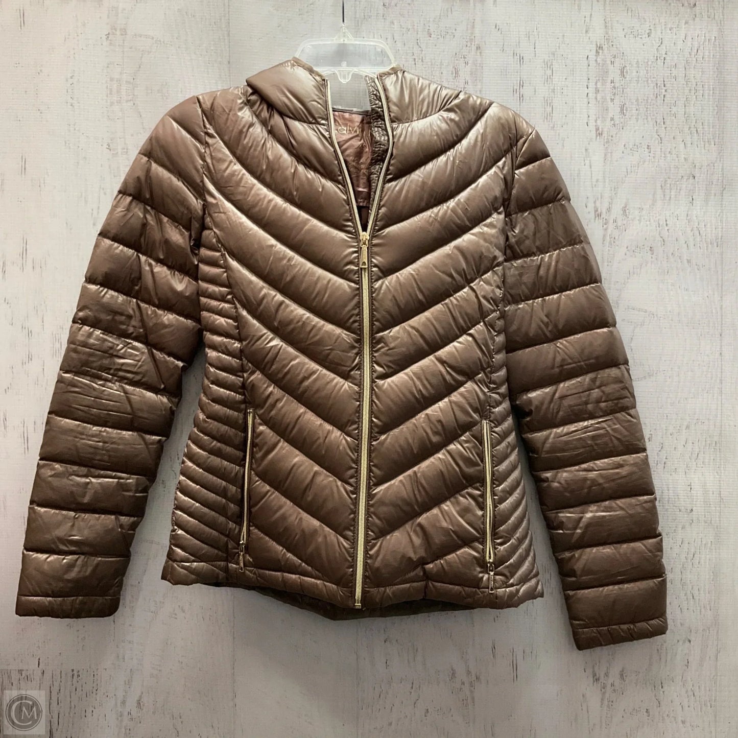 Jacket Puffer & Quilted By Calvin Klein In Bronze, Size: Xs
