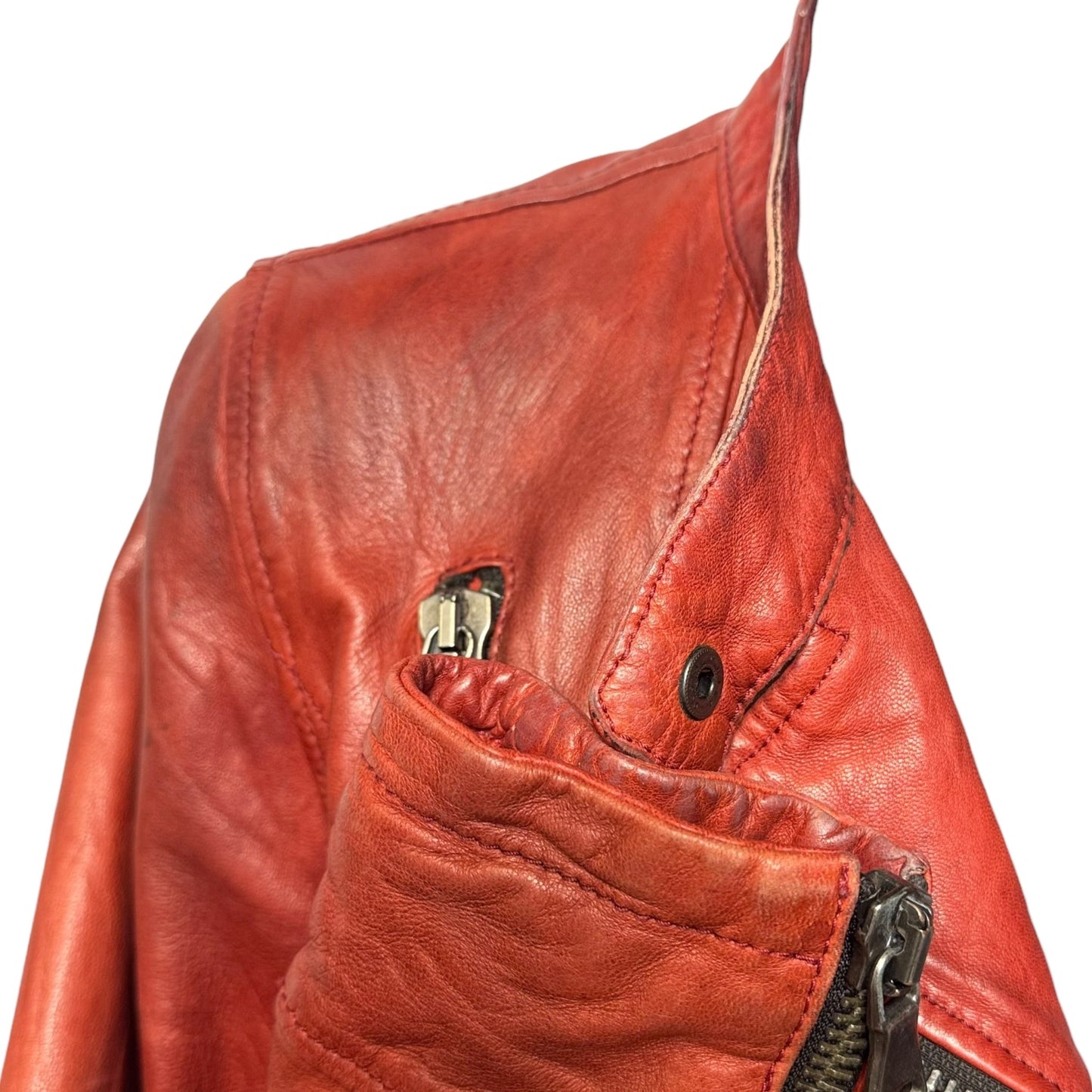 Jacket Moto Leather By Empresa In Red, Size: S (IT 40)