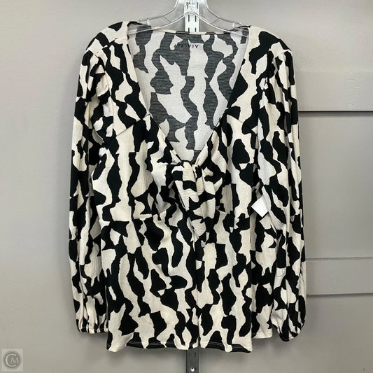 Top Long Sleeve By Ava & Viv In Black & Cream, Size: 2x