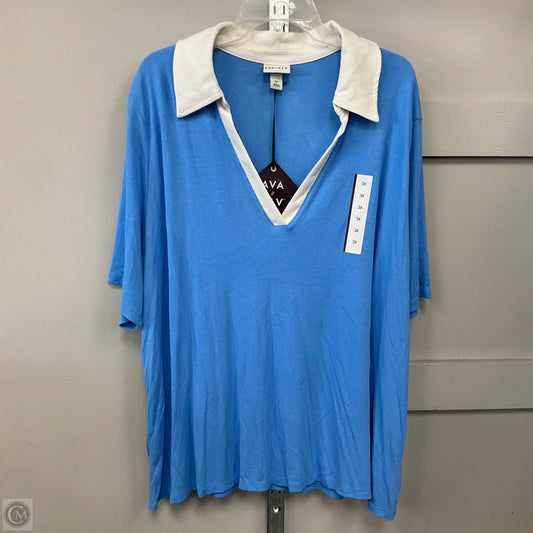 Top Short Sleeve By Ava & Viv In Blue, Size: 3x