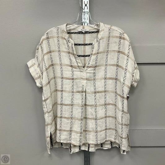 Blouse Short Sleeve By Madewell In Black & Cream, Size: Xxs