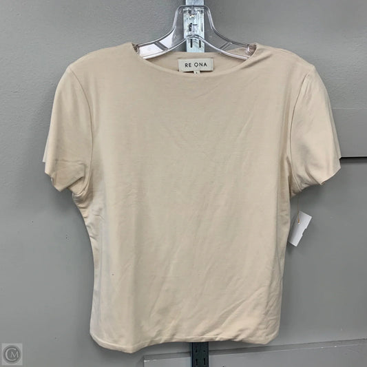 Top Short Sleeve Basic By Re Ona In Beige, Size: L