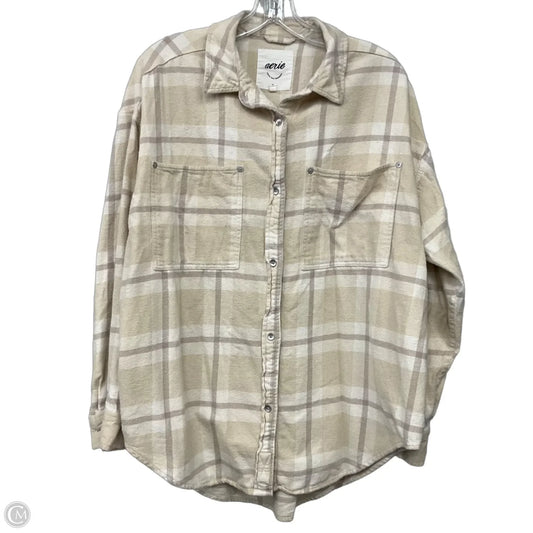 Top Long Sleeve By Aerie In Plaid Pattern, Size: M