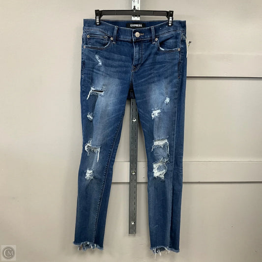 Jeans Skinny By Express In Blue Denim, Size: 8